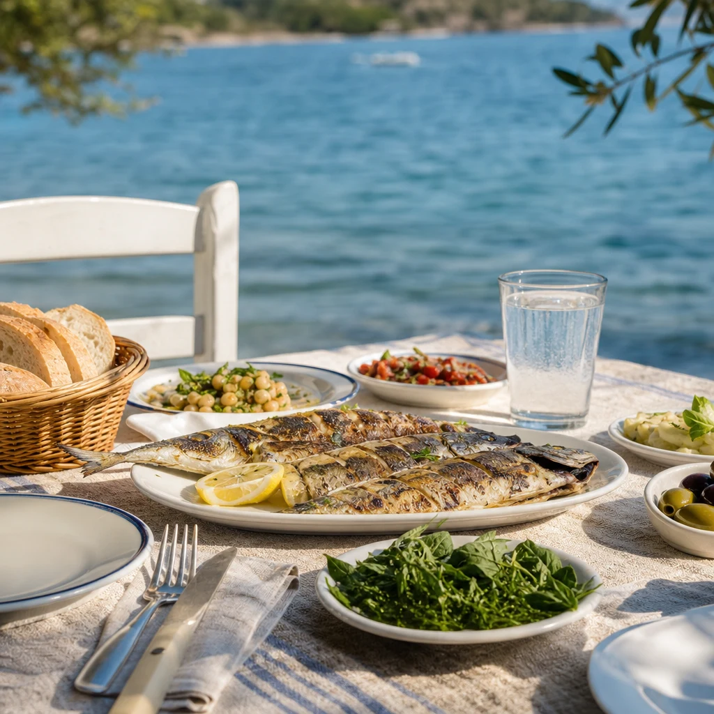 Deniz kenarında ada sofrası, temsili görsel